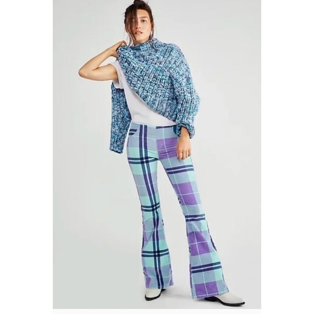 Free People Pull On Corduroy Printed Flares Size 26 NWT Retro Y2K Boho Pants - Picture 2 of 12